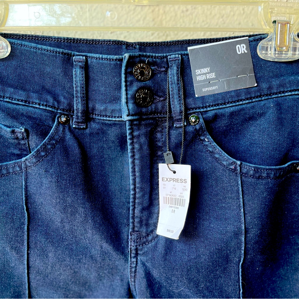 Nwt Express Dark Blue Crop Skinny High Rise Jeans
